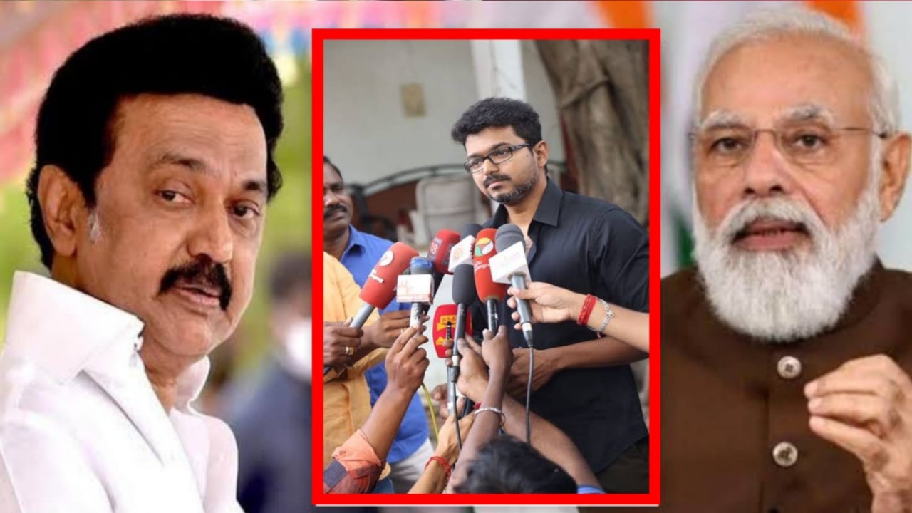 Left mkstalin ,Middle actor vijay, Right pm modi